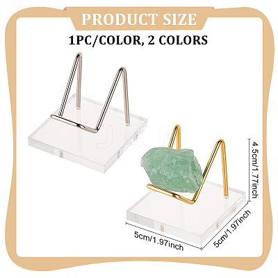 2Pcs 2 Colors Square Transparent Acrylic Mineral Crystal Display Stands ODIS-FG0001-60A-1