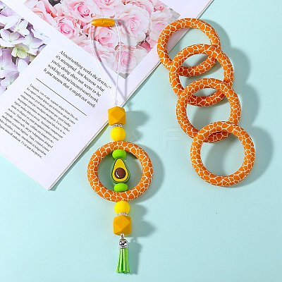 5Pcs Ring Food Grade Eco-Friendly Silicone Focal Beads JX893J-1