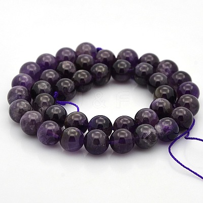 Natural Amethyst Round Beads Strands G-N0120-11B-10mm-1