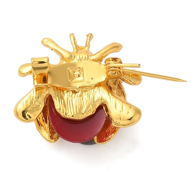 Alloy Rhinestone Ladybird Brooch JEWB-B020-01G-01-1