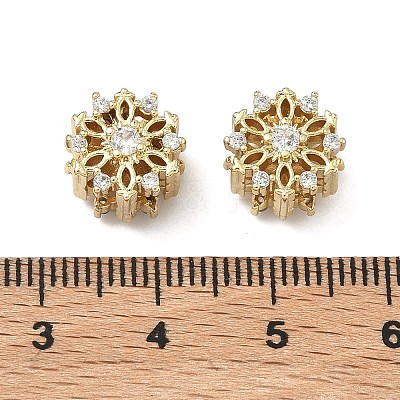 Brass Clear Cubic Zirconia Beads KK-D228-27G-1