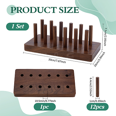 Wood Ring Organizer Display Stands with 12Pcs Sticks RDIS-WH0009-033-1