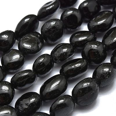Natural Black Tourmaline Beads Strands G-O186-B-07-1