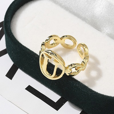 Brass Open Cuff Rings for Women RJEW-K289-01G-U-1