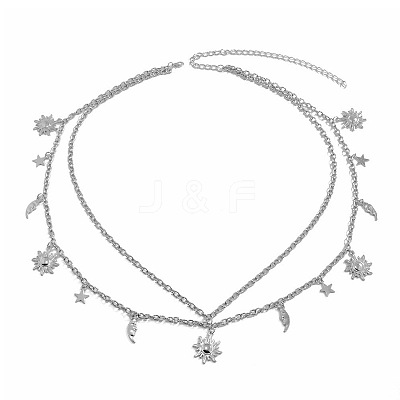 Alloy Moon Sun Star Double Layer Tassel Waist Chains WG6E939-02-1