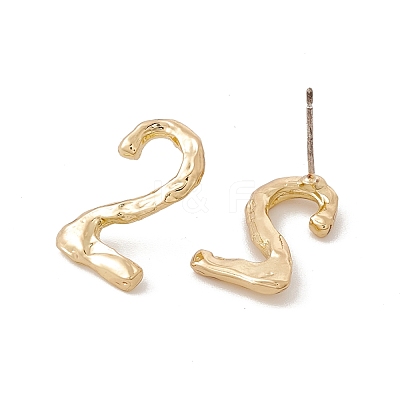 Brass Number Stud Earrings with 925 Sterling Silver Pins for Women EJEW-A077-01B-1