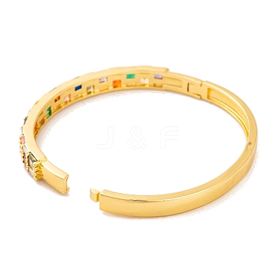 Brass Pave Colorful Cubic Zirconia Hinged Bangles for Women BJEW-S147-33G-B-1