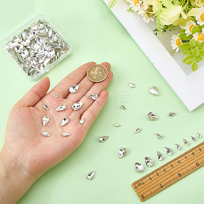 220Pcs 4 Style Glass Rhinestone Cabochons GLAA-FG0001-12-1