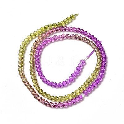 Transparent Gradient Color Glass Beads Strands GLAA-H021-01B-03-1