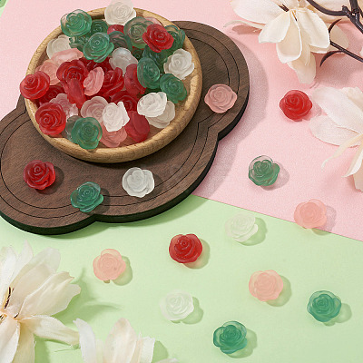 60Pcs 4 Colors Frosted Trabsparent Resin Cabochons RESI-TA0005-09-1