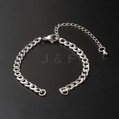 Tarnish Resistant Handmade 304 Stainless Steel Curb Chains Bracelets Making Accessories AJEW-JB01021-1