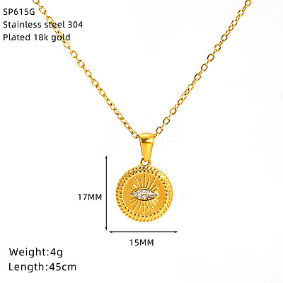 304 Stainless Steel Crystal Rhinestone Pendant Necklaces for Women WG07512-05-1