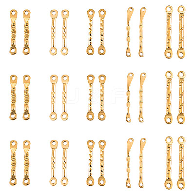 40Pcs 5 Styles 304 Stainless Steel Textured Bar Links Connector Charms STAS-TA0006-45-1