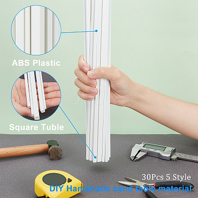 30Pcs 5 Style ABS Plastic Square Hollow Tubes AJEW-OC0003-08B-1