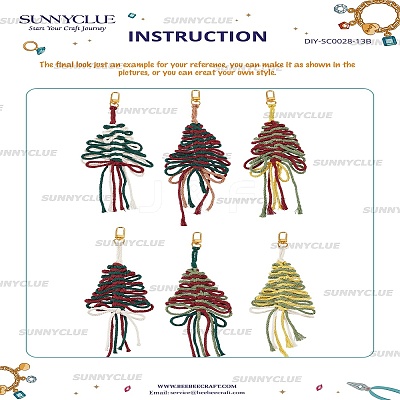 DIY Handmade Woven Cotton Christmas Tree Keychain Making Kits DIY-SC0028-13B-1