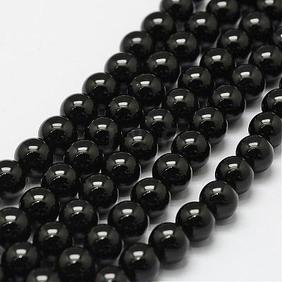Natural Black Onyx Beads Strands G-N0309-23-6mm-1