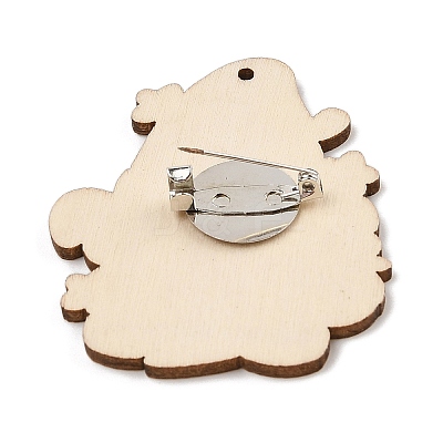 Christmas Theme Wood Printed Brooches for Women JEWB-Z029-01B-1