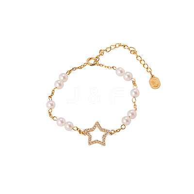 Women's 304 Stainless Steel Star Link Bracelets BJEW-OY001-04-1
