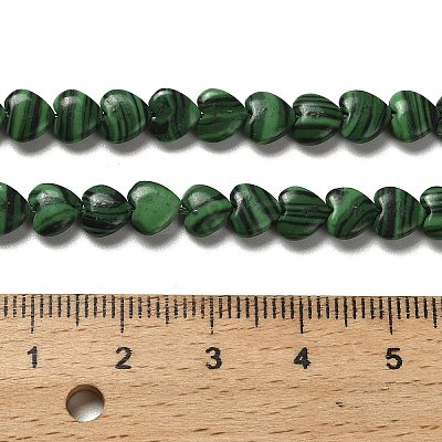 Synthetic Malachite Beads Strands G-P575-C14-6mm-1