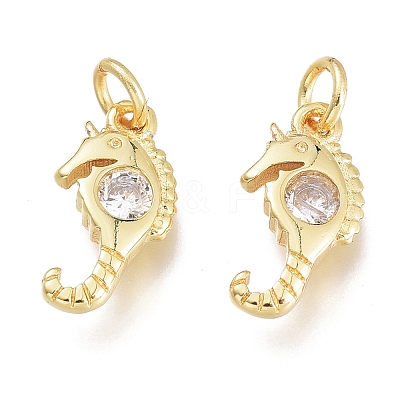 Brass Micro Pave Clear Cubic Zirconia Charms KK-M206-36G-1