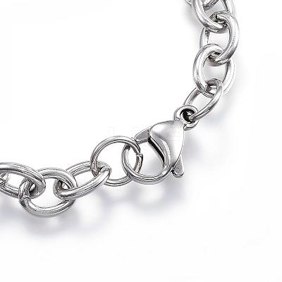 Tarnish Resistant 304 Stainless Steel Charm Bracelets BJEW-G544-21P-1