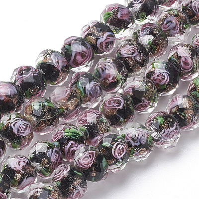 Handmade Gold Sand Lampwork Beads Strands LAMP-R141-12mm-03-1