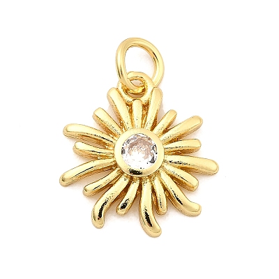Sun Brass Micro Pave Cubic Zirconia Pendants KK-C134-11G-07-1