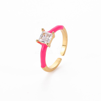 Brass Enamel Cuff Rings RJEW-T016-32A-NF-1