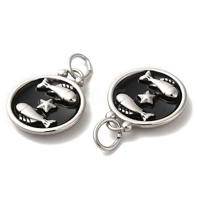 304 Stainless Steel Enamel Pendants STAS-A080-43P-05-1