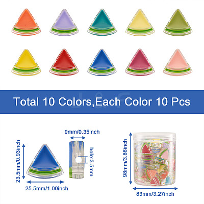 100Pcs 10 Colors Transparent Enamel Acrylic Beads TACR-CD0001-10-1