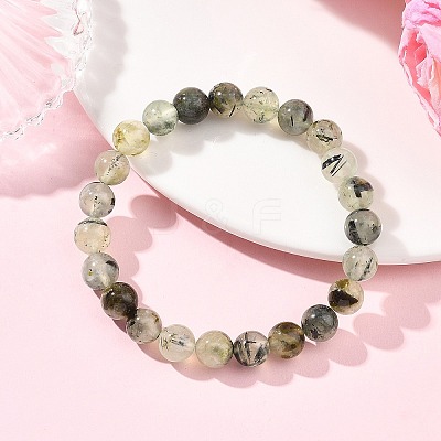 Natural Prehnite Beads Stretch Bracelets for Women Men BJEW-JB13592-1