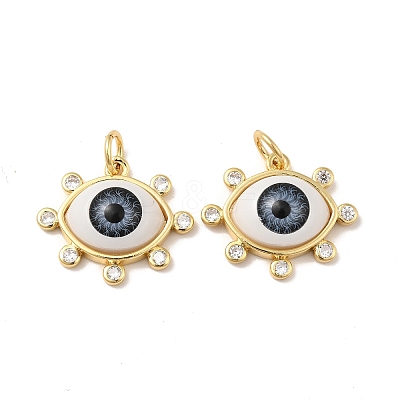 Brass Micro Pave Clear Cubic Zirconia Pendants ZIRC-E006-04G-03-1