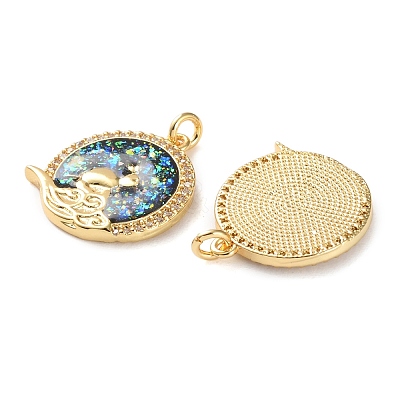 Brass Micro Pave Clear Cubic Zirconia Pendants KK-S048-04G-1