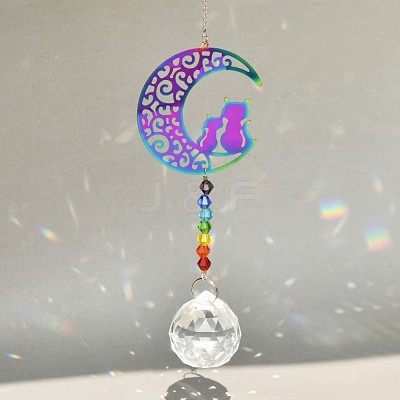 Glass Hanging Suncatcher Pendant Decoration DJEW-PW0008-01C-1
