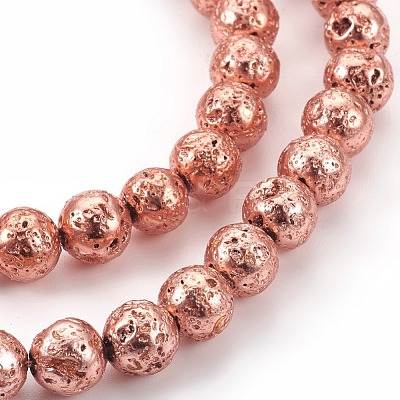 Electroplated Natural Lava Rock Bead Strands G-E511-01E-10mm-1