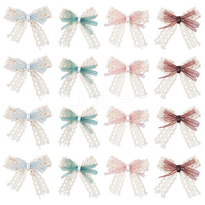 24Pcs 4 Styles Polyester Lace Bowknot Ornament Accessories DIY-TA0015-29-1