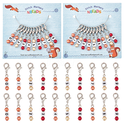Autumn Theme Acrylic Beaded Locking Stitch Markers HJEW-PH01753-1