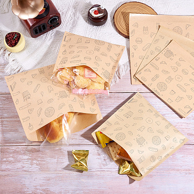 30Pcs 3 Styles Candy Kraft Paper Bags ABAG-TA0001-42-1
