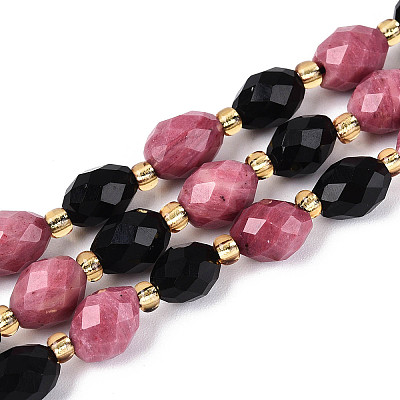 Natural Obsidian & Rhodonite Beads Strands G-N358-04A-04-1