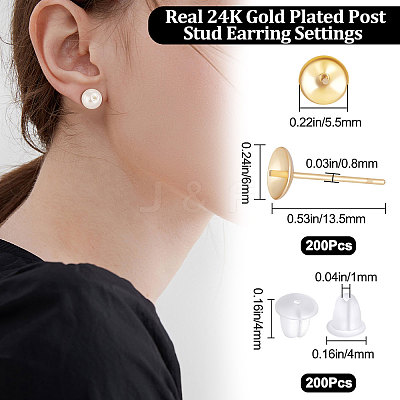 200Pcs 304 Stainless Steel Stud Earring Findings STAS-BBC0001-70-1