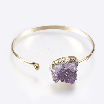 Golden Plated Brass Cuff Bangles BJEW-L624-C01-1