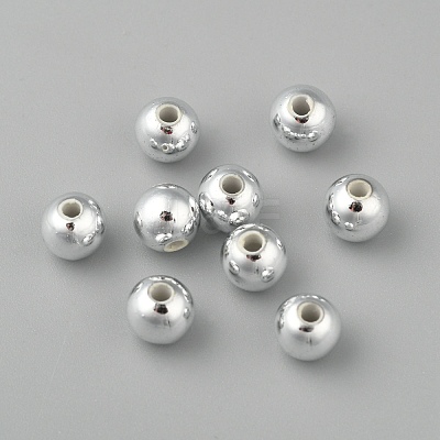 Plating Plastic Acrylic Round Beads PACR-L003-6mm-S-1