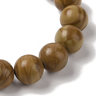 10mm Round Natural Wood Lace Stone Braided Bead Bracelets BJEW-C067-01C-17-1
