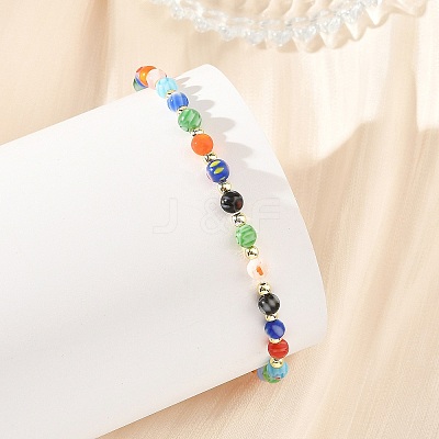 Handmade Millefiori Glass Round Beads Stretch Bracelets for Women BJEW-JB14236-1