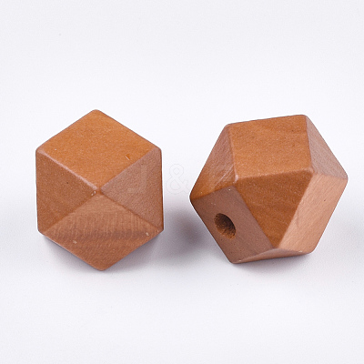 Painted Natural Wooden Beads WOOD-Q040-017B-07-1