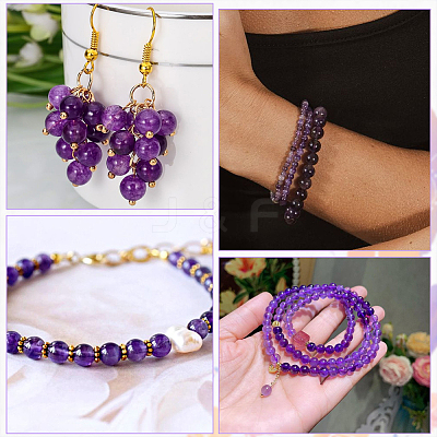 100Pcs Natural Amethyst Beads G-SP0001-22B-1