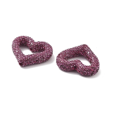 Heart Shape Polymer Clay Rhinestone Beads CLAY-NH0001-09B-10-1