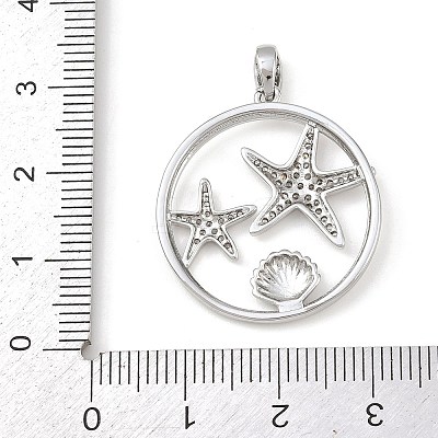Ocean Brass Micro Pave Cubic Zirconia Pendants KK-K411-04C-P-1