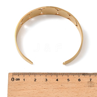 Religion 201 Stainless Steel Cuff Bangles for Women LS-BJEW-F507-01G-1