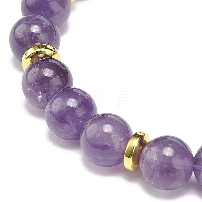 Natural Amethyst Rectangle Beaded Stretch Bracelet BJEW-JB08982-05-1